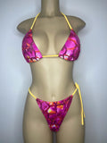 Pink and orange glitter two piece bathing suit