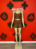 Leatherette Short Set
